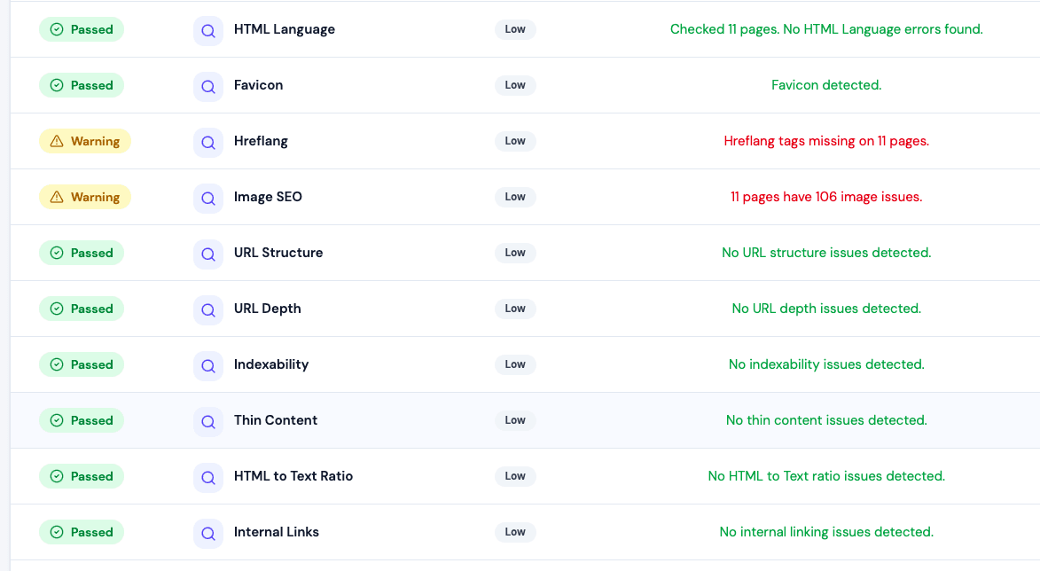 SEOHACK.AI accessibility report showing website usability, semantic markup and accessibility issues