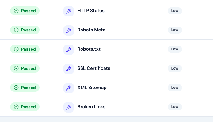 SEOHACK.AI website security report showing HTTPS, SSL and security configuration checks